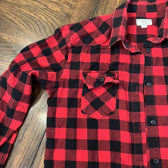 Plaid Flannel Button Down Shirt Matchstick Large - Picture 4 of 7